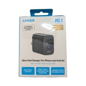 D3-O Anker Ultra-Fast Charger 25W Ace USB-C Wall Charger - Black